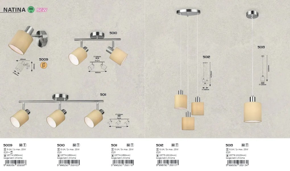 Aplica 3 spoturi design modern NATINA bej 5011 RX