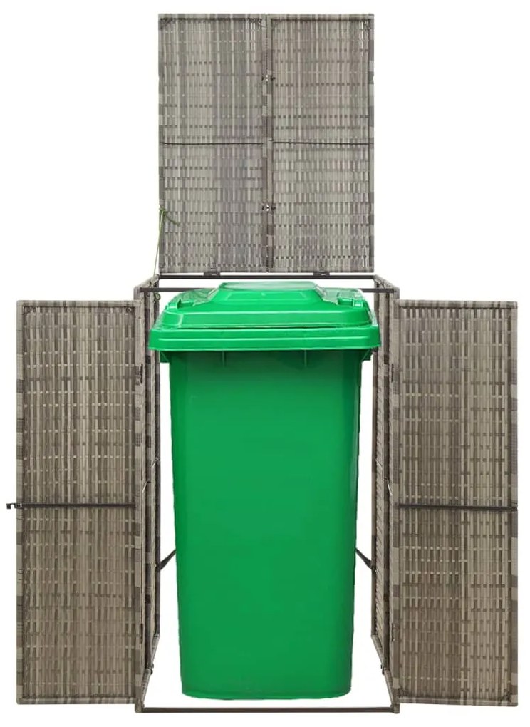 Magazie de pubela cu roti, gri, 70x80x117 cm, poliratan