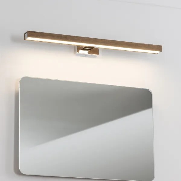 Aplică LED pentru oglindă de baie Brilagi WOODY MIRROR LED/12W/230V IP44 stejar/crom