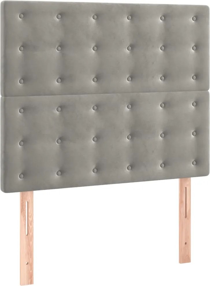 vidaXL Tăblie de pat gri deschis 100x5x118/128 cm catifea