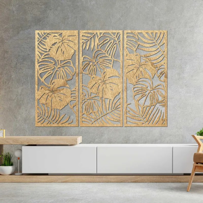 SENTOP | Pictură murală din trei piese cu frunză de monstera | TROPICI