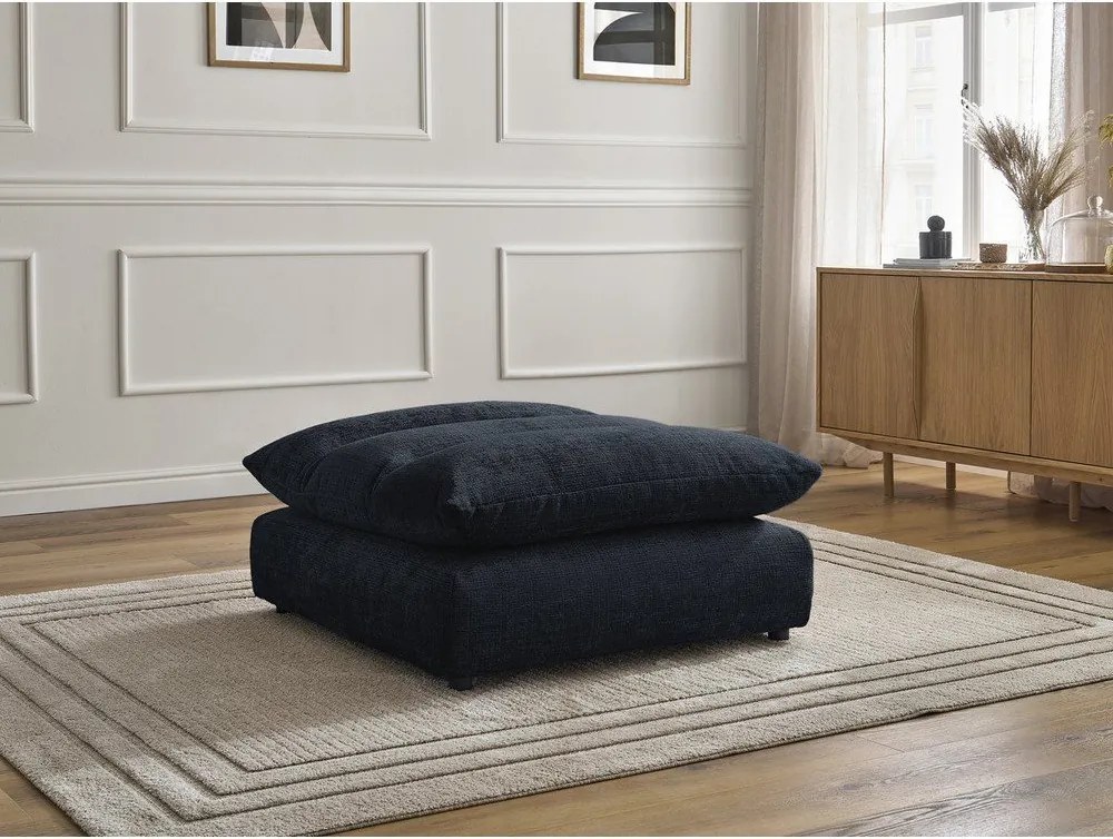 Taburet albastru închis cu tapițerie din chenille Neil – Bobochic Paris