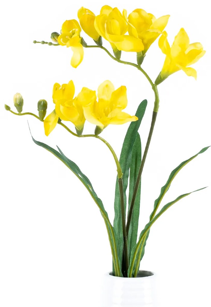 Floare artificiala Freesia galben, 57 cm