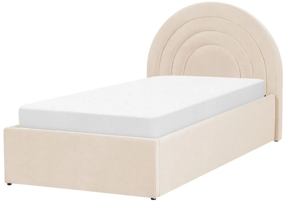 Pat de o persoană 90 cm Annesile (bej) (cu somieră) (cu sp. depozitare). 1077530