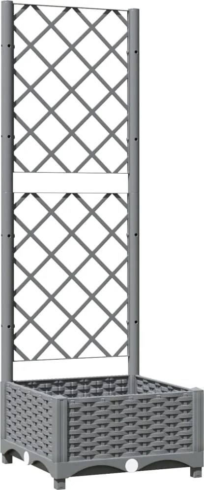 vidaXL Jardinieră de grădină cu spalier gri deschis 40x40x121,5 cm PP