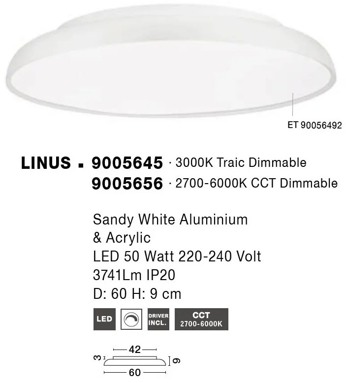 Plafoniera LED dimabila design circular LINUS D-60cm