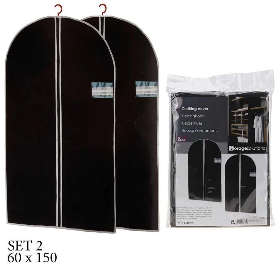 SET 2 HUSE HAINE CU FERMOAR, 60X150 CM, POLIESTER, NEGRU