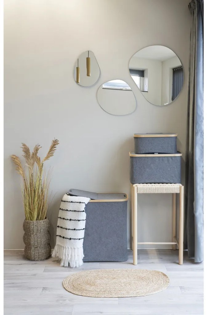 Coș de rufe Noto, bambus, textil, gri închis, 54x33x54 cm