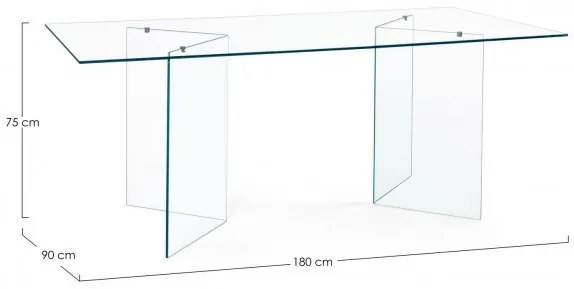 Masa dining pentru 8 persoane transparenta din sticla temperata, 180 cm, Iride Bizzotto