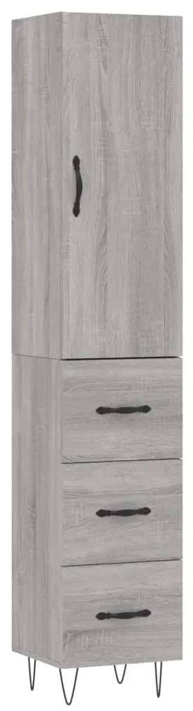 vidaXL Dulap înalt, gri sonoma, 34,5x34x180 cm, lemn prelucrat