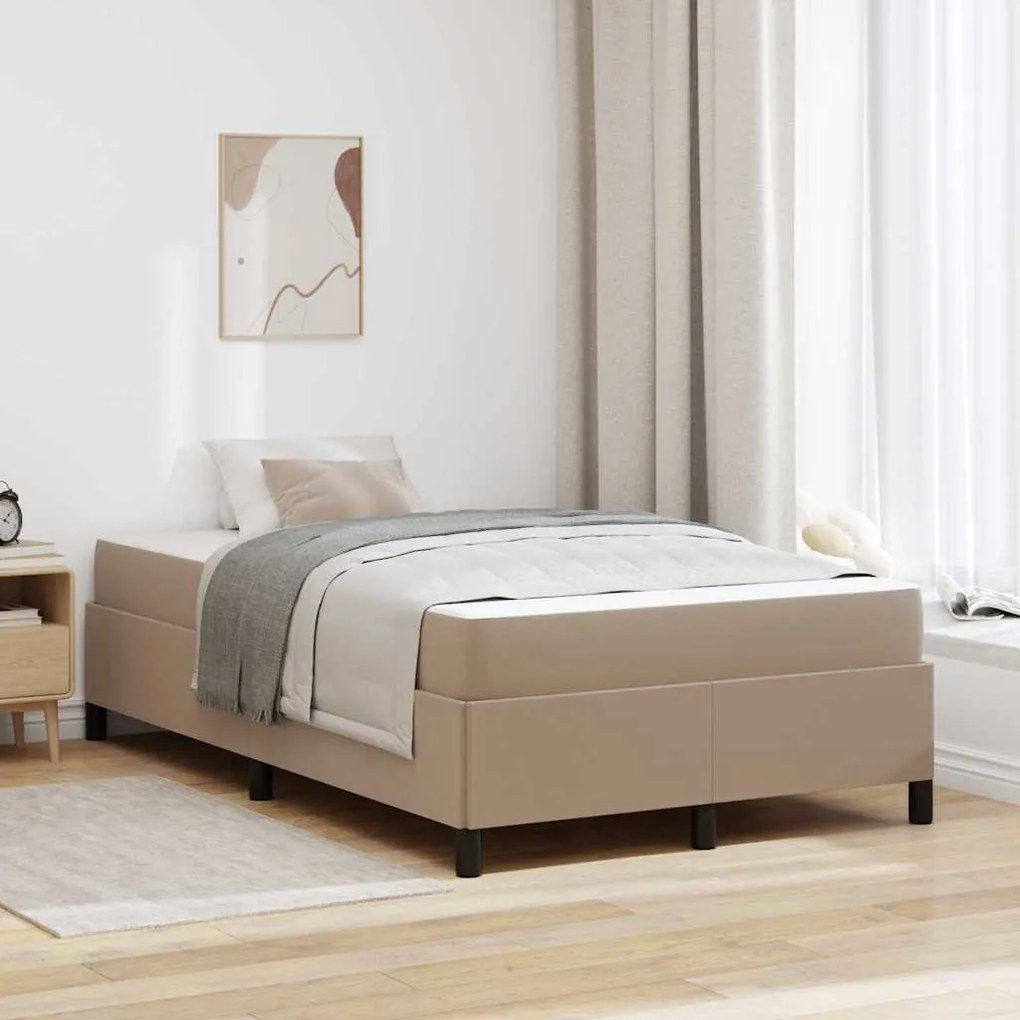 vidaXL Cadru de pat cu saltea Cappuccino 120 x 190 cm