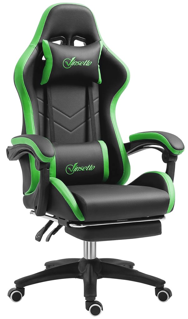 Vinsetto Scaun Gaming cu Înălțime Reglabilă, Scaun Gaming Ergonomic cu Spătar Rabatabil, 65x65x121-129 cm, Negru | Aosom Romania