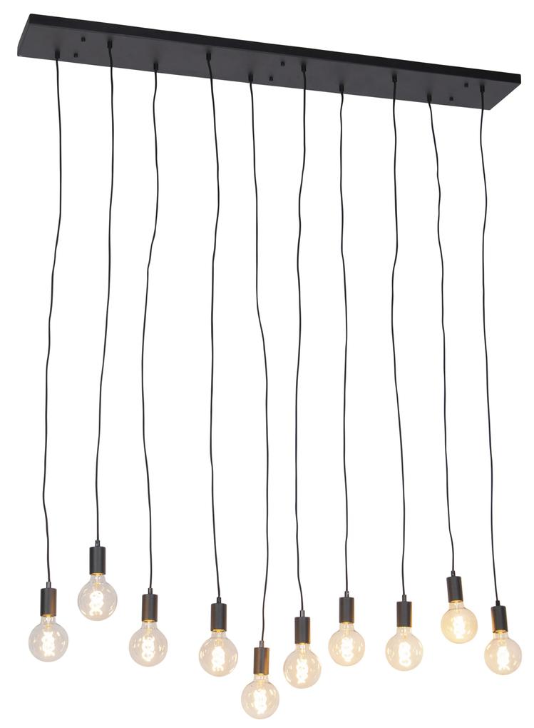 Lampă modernă suspendată neagră 140 cm 10 lumini - Facil