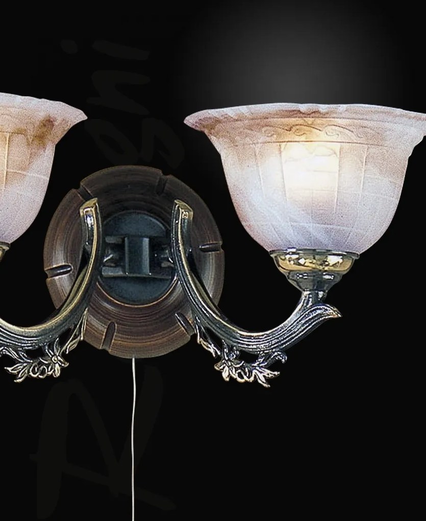 Aplica de perete rustica design italian din alama cu lemn 2801