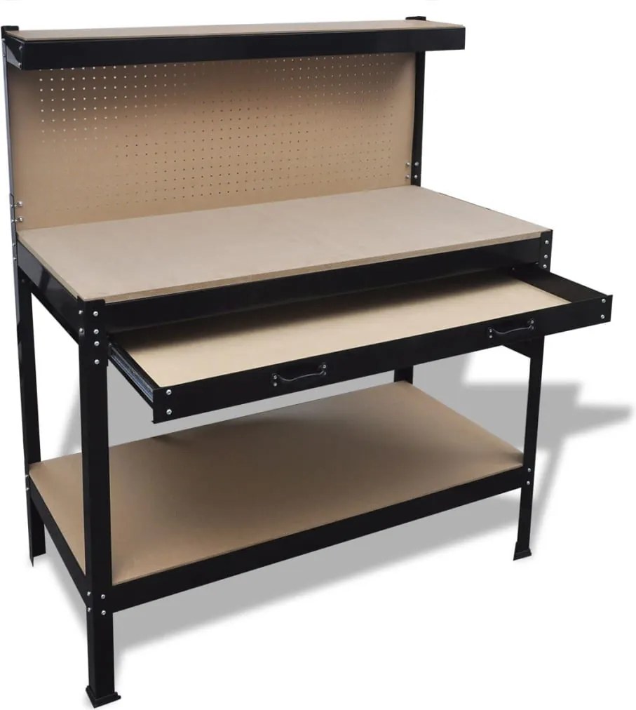 vidaXL Banc de lucru cu placă cu cârlige și sertar