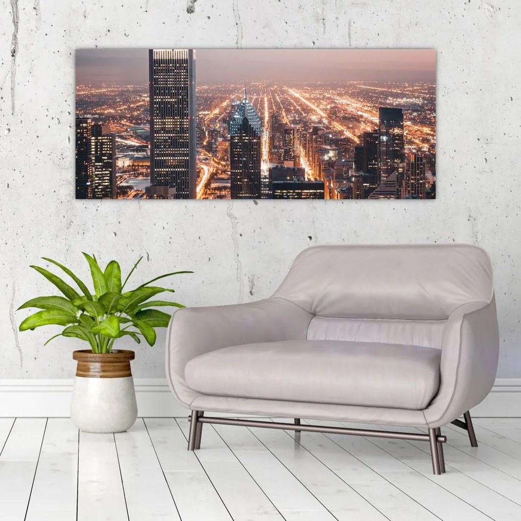 Tabloul cu metropolă luminată (120x50 cm)