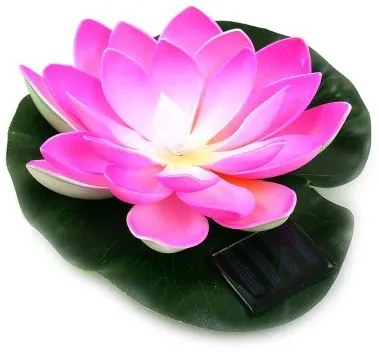 Lampa solara de gradina/apa, LED, floare de nufar roz, 18x18x6 cm