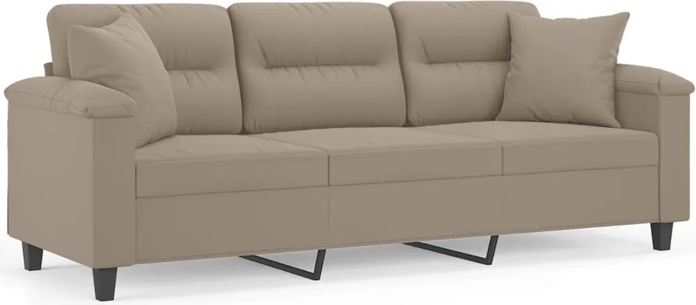 vidaXL Canapea cu 3 locuri și perne, gri taupe, 180 cm, microfibră