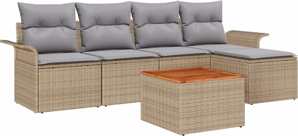 vidaXL Set de canapele pentru grădină 6 pcs Beige și gri deschis