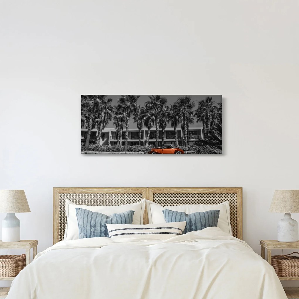 Tablou - Mașină roșie, retro (120x50 cm)