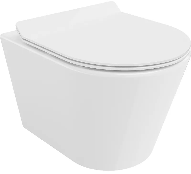 Mexen Rico vas de toaletă Rimless cu capac slim cu închidere lentă , duroplast, Albă - 30720100