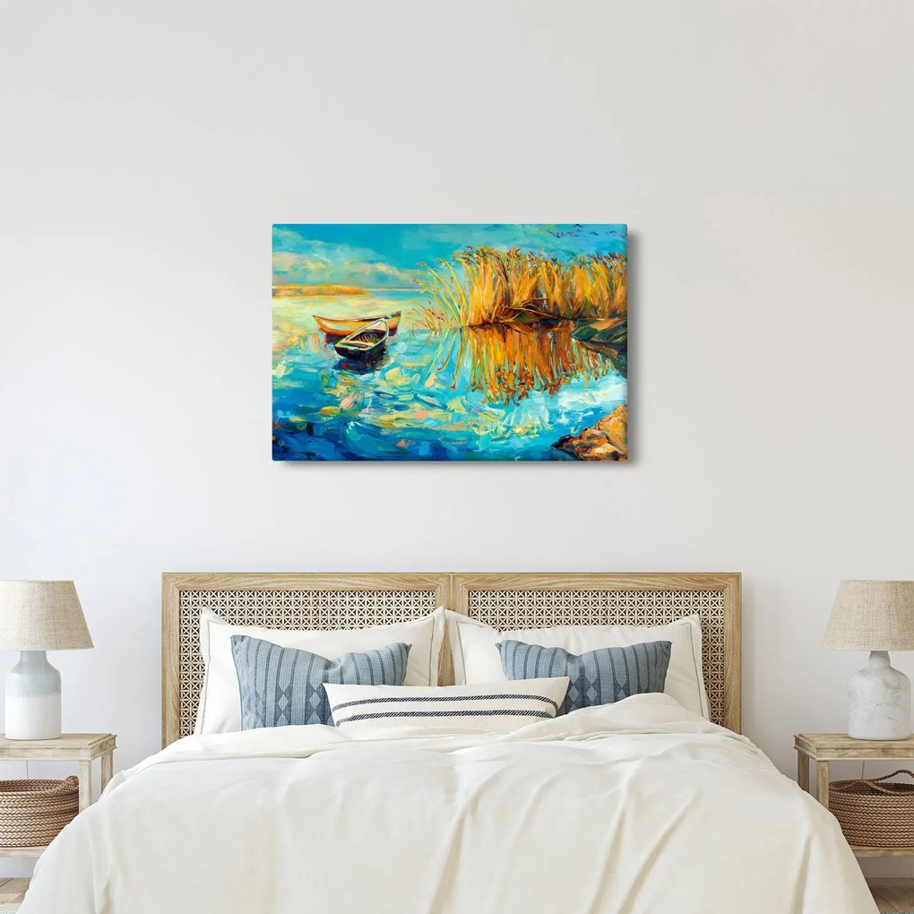 Tablou - Lacul cu bărci (90x60 cm)