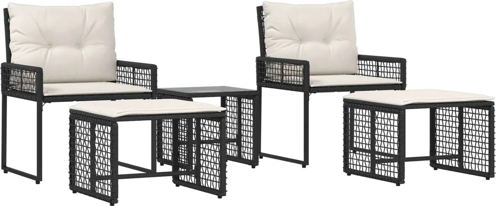 vidaXL Set de Mobilier pentru Exterior cu pernă 5 pcs Negru și Alb