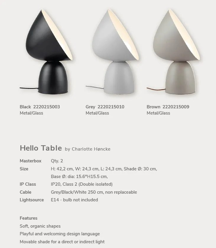 Veioza, lampa de masa design modern Hello gri