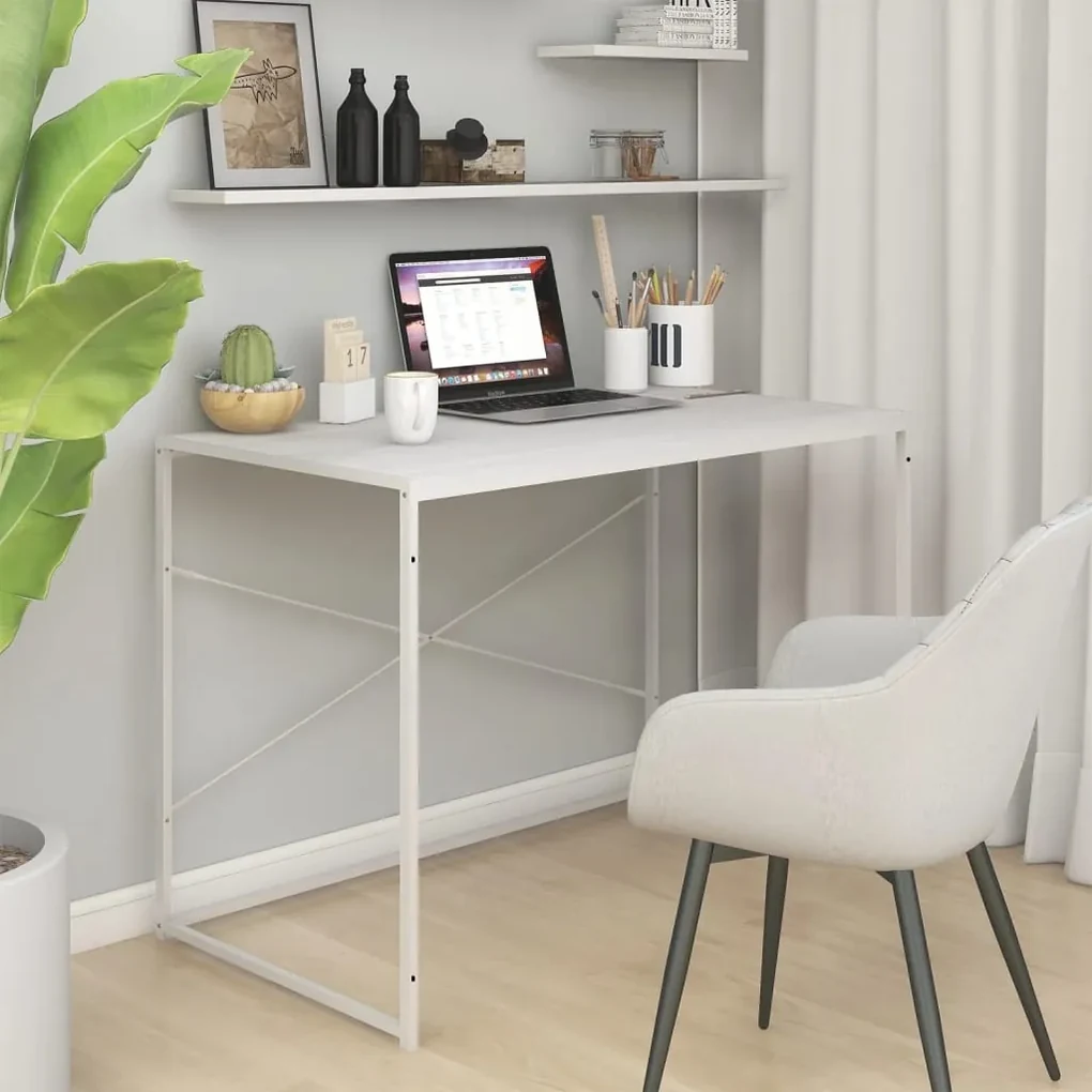 30209 vidaXL Birou de computer, alb, 110x60x70 cm, lemn prelucrat