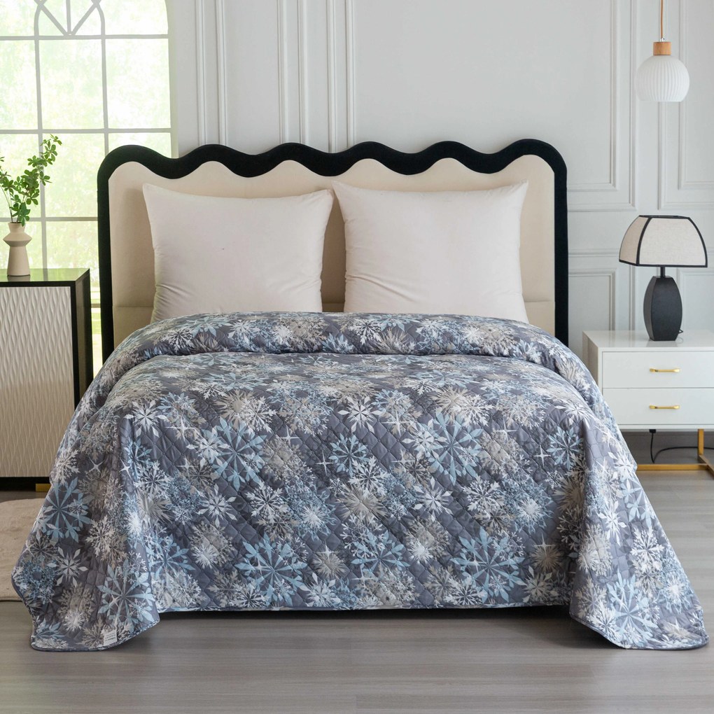 Cuvertura de pat SNOWFLAKE, albastru-gri Dimensiune: 220 x 240 cm