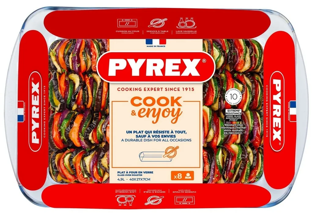 Tavă de copt din sticlă Pyrex 4,9 l, 40 x 27 x 7cm, L