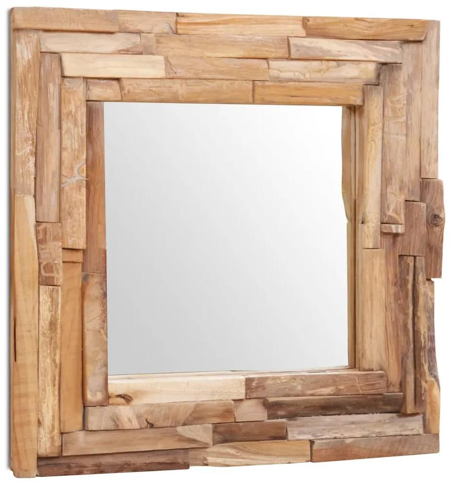 Oglinda decorativa din lemn de tec, 60 x 60 cm, patrat 1, 60 x 60 cm