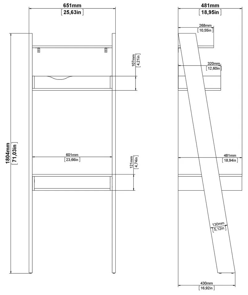 Birou de perete cu aspect de lemn de stejar 65x48 cm Oslo - Tvilum