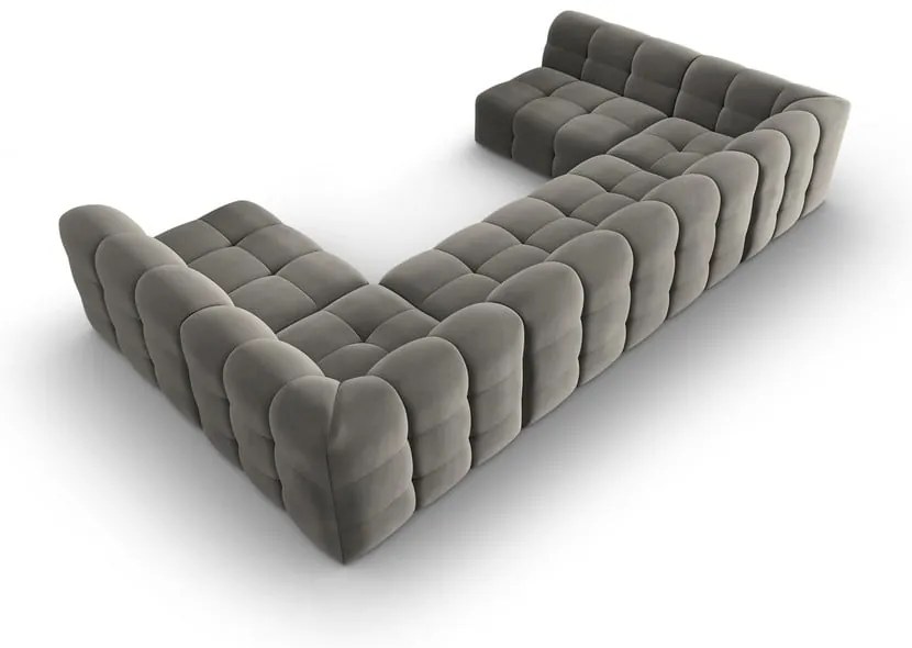 Colțar gri cu tapițerie din catifea (în formă de "U") Kendal – Micadoni Home