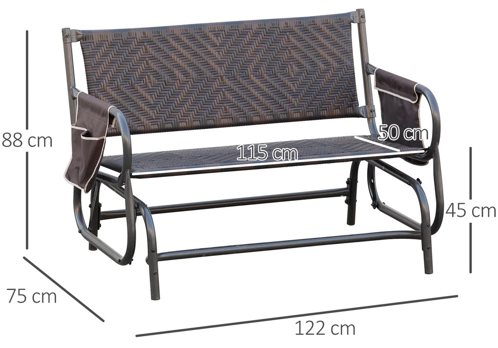 Banca 2 locuri cu balansoar Outsunny, 122x75x88cm, maro | Aosom Romania