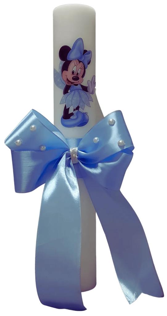 Lumanare botez decorata Zana albastra 4,5 cm, 40 cm