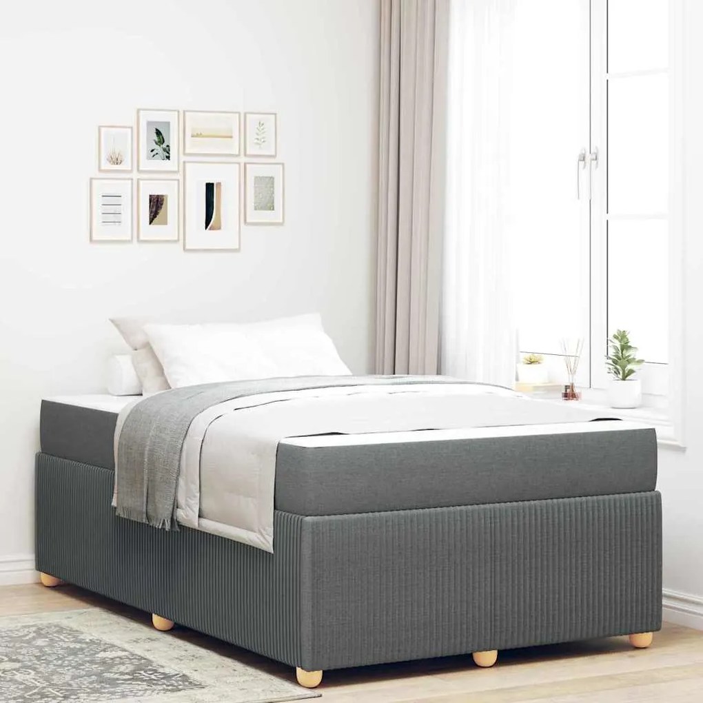 vidaXL Cadru de pat Altele Gri închis 120 x 190 cm țesătură