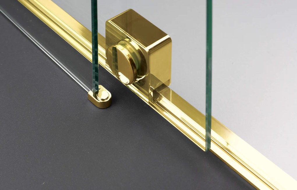 Paravan dus sticla auriu lucios securizata walk-in cu usa glisanta, 140x195 cm, Deante Prizma Auriu lucios, 1400x1950 mm