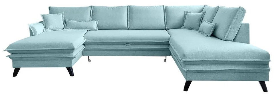 Canapea extensibilă în formă de „U” cu șezlong pe partea dreaptă Miuform Charming Charlie, albastru deschis