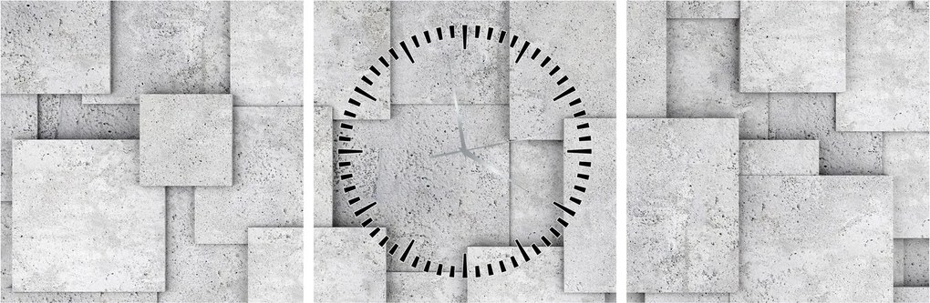 Tablou - Abstracție cu faianță de beton (cu ceas) (90x30 cm)