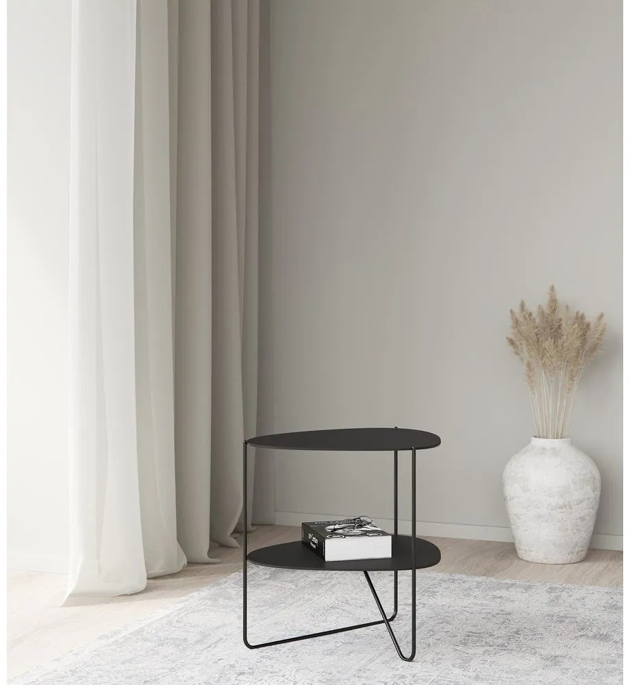 Măsuță de cafea neagră din metal 37x44 cm Curve Double Bull – LIND DNA