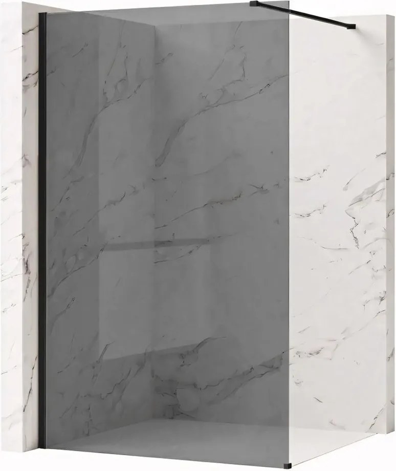 Paravan de dus fumuriu Rea Flexi Grey 100 cm negru