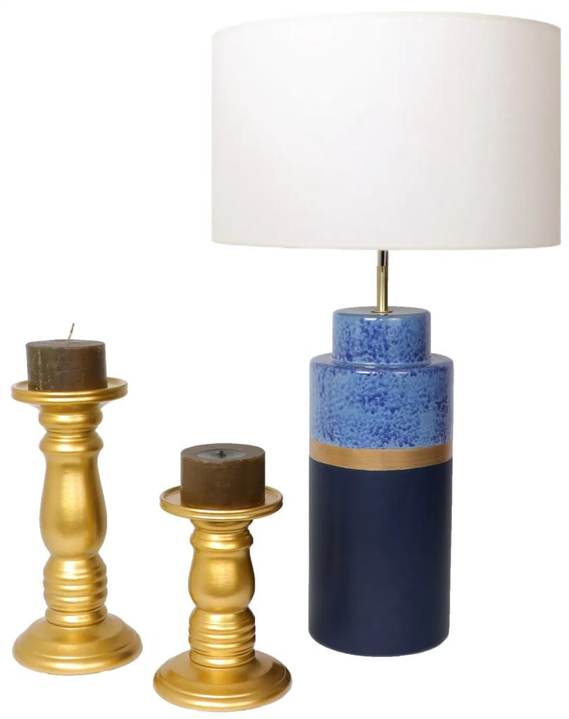 Set 1 Lampa cu 2 sfesnice TOWER, ceramica, albastru auriu, 37 40 30 cm