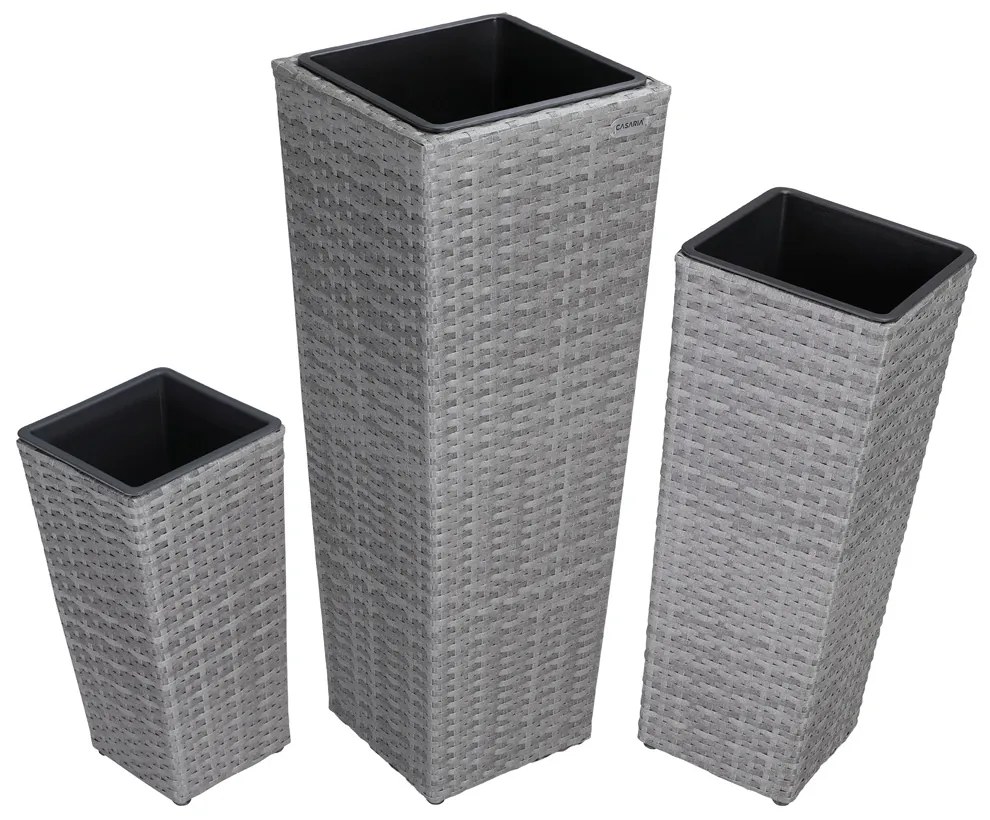 Deuba Set 3 ghivece de flori - gri