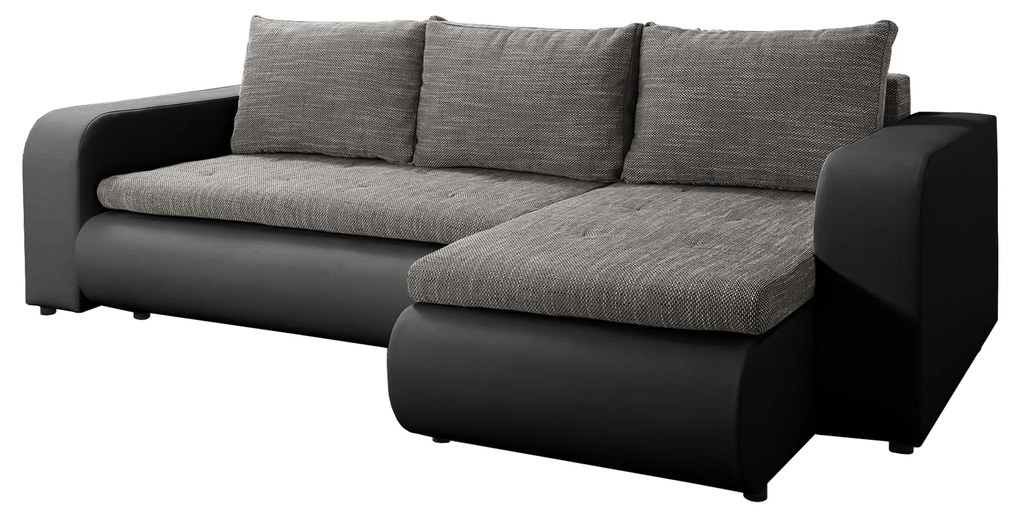 Coltar BURAN extensibil negru/gri dreapta, 245x150x82 cm