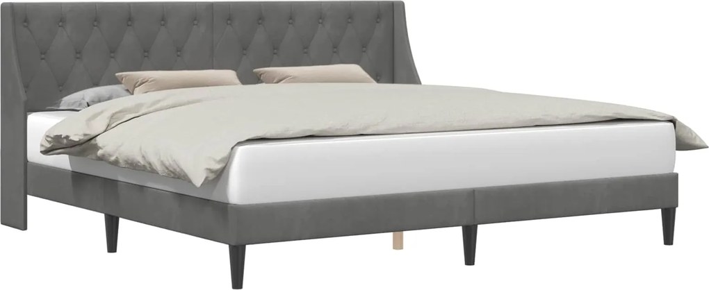 vidaXL Cadru de pat cu headboard Gri închis 180 x 200 cm Catifea