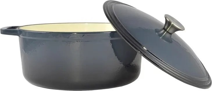 Oală fontă emailată cu capac Perfect Home 15720, 28 cm, 6.5 L, albastră