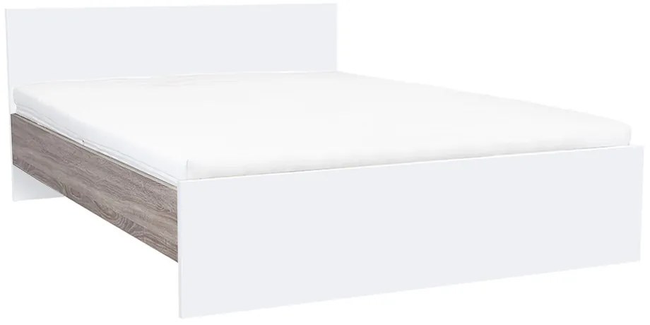 Pat dublu Miami fără cadru 160x200 cm alb-stejar York