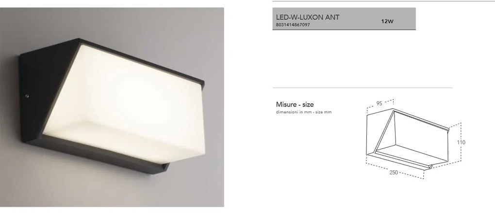 Aplica LED luminat exterior design modern IP54 LED-W-LUXON ANT FE
