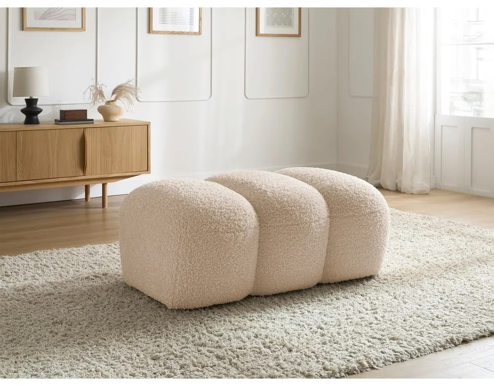 Taburet bej cu tapițerie din țesătură bouclé Hippolyte – Bobochic Paris